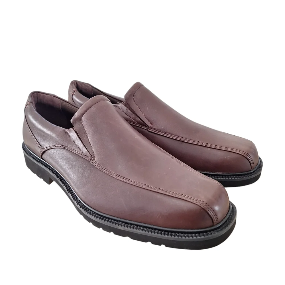 Capital by Rockport Men's Brown Leather Slip On Comfort Loafers Dress Shoes 11M